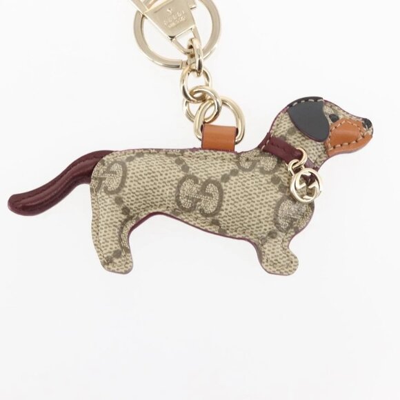GUCCI Dog Shape Bag Charm GG Supreme PVC Beige Auth 143370 - Picture 4 of 8